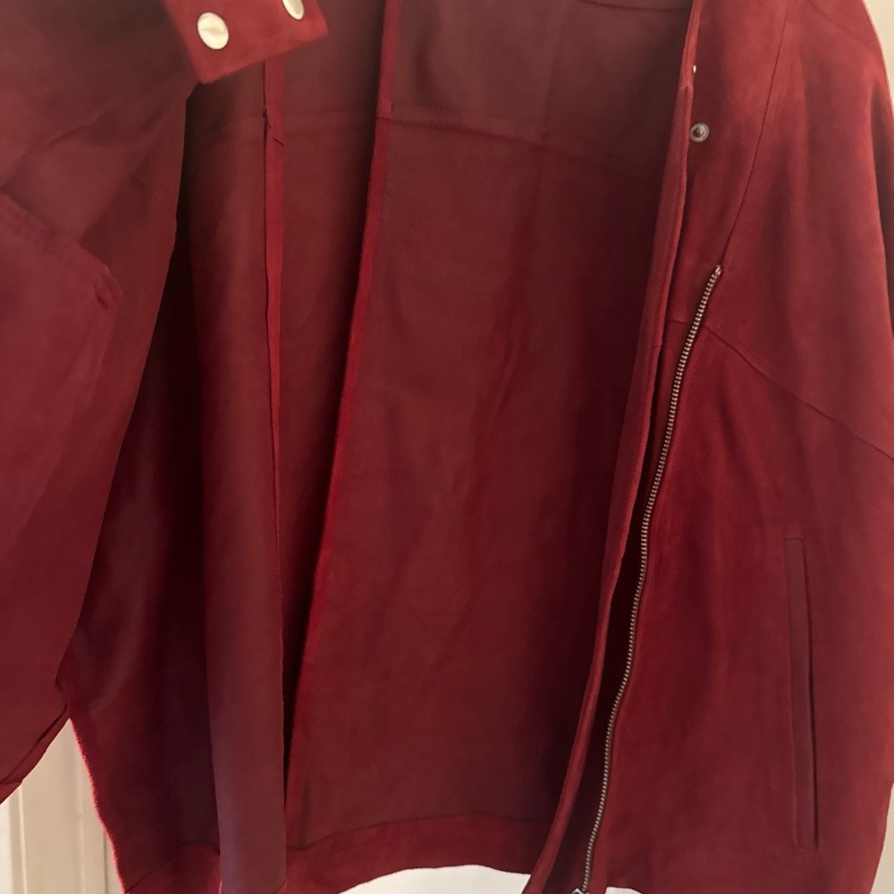 georgio & mario jacket suede 3/4 sleeve burgundy sz fr36 usa m - Picture 5 of 9